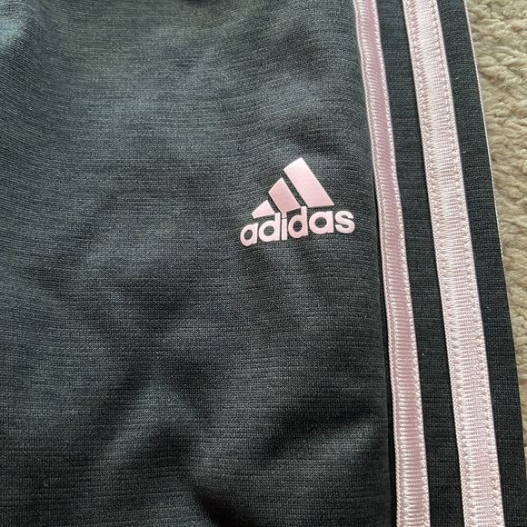 ADIDAS (Size 6) Jogger Sweatpants w/ pink stripes - Picture 2 of 3